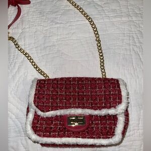 Red Tweed Small Crossbody Handbag - New